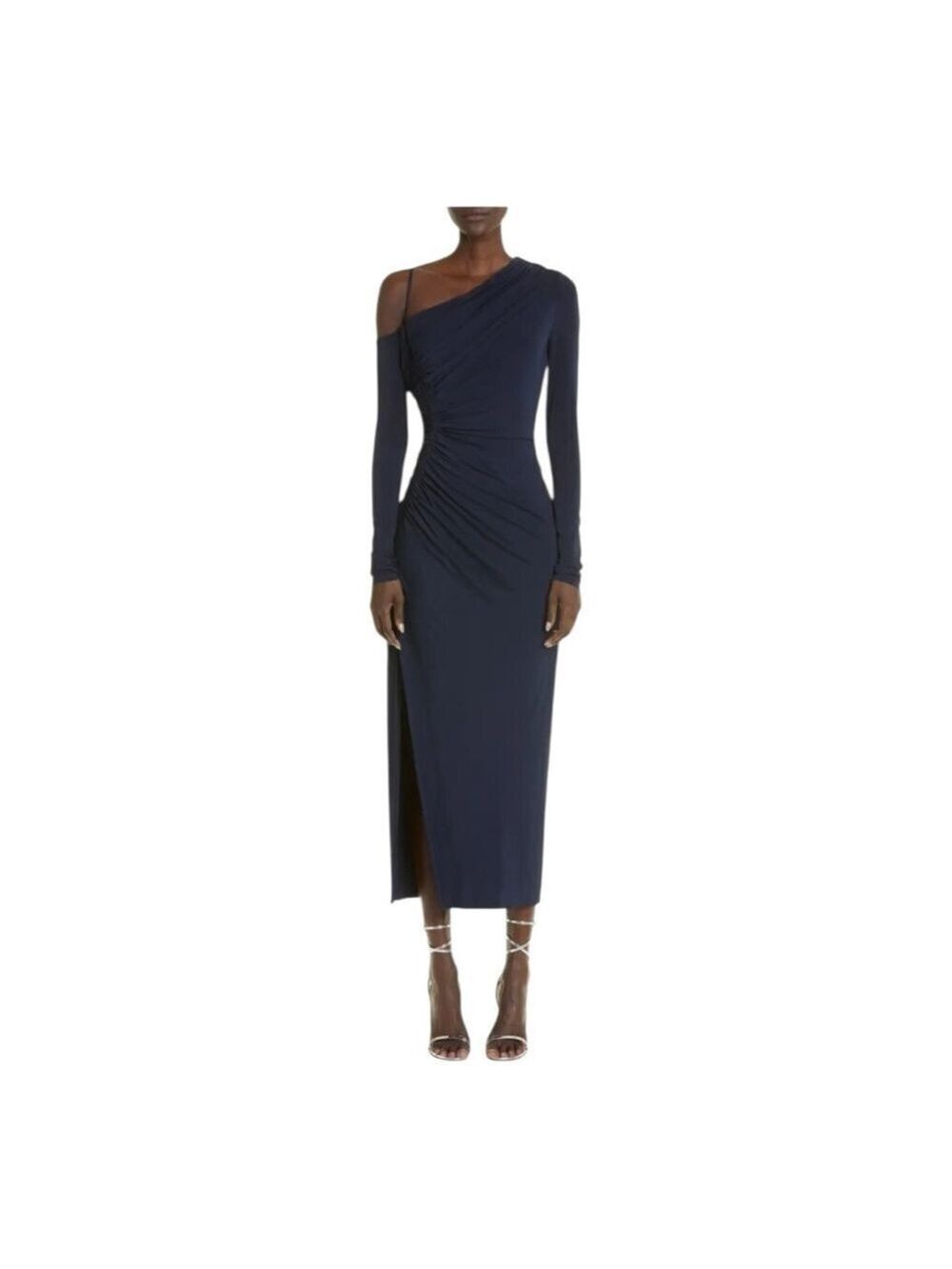 Jason Wu Collection Navy Blue Asymmetric Neck Long Sleeve Jersey Dress Size 10